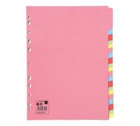5 Star Office Subject Dividers 20-Part Recycled Card Multipunched 155gsm A4 Assorted