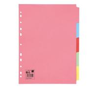 5 Star Office Subject Dividers 5-Part Recycled Card Multipunched 155gsm A4 Assorted