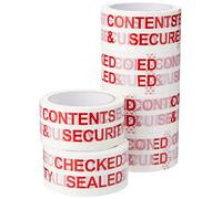 5 Star Printed Tape Contents Checked Polypropylene 50mm x 66m Red on White [Pack of 6]