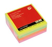 5 Star Re-Move Notes Cube Pad of 320 Sheets 75x75mm Neon Rainbow