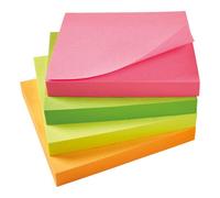 5 Star Re-Move Notes Repositionable Neon Pad of 100 Sheets 76x76mm Assorted [Pack of 12]