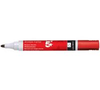 5 Star® Red Dry Wipe Whiteboard Marker Pen - 3mm Bullet Tip (Pack of 12)