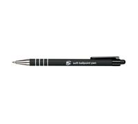 5 Star Retractable Ball Pen Soft Grip Medium 1mm Tip 0.5mm Line Black (Pack of 12) 918508