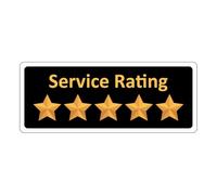 5 Star Service Rating Sign, Self-Adhesive Vinyl Sticker, 10cm x 4cm (1)