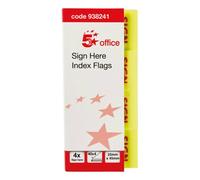 5 Star Office Sign Here Index Flags Tab Red Arrow 46x25mm (Pack of 5)