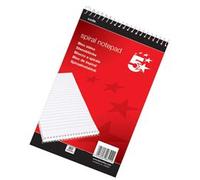 5 Star office 942601 A5 Head Bound Ruled 200 Sheets Spiral Notepad - White