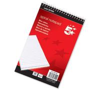 5 Star Spiral Notepad Headbound Ruled 160 Pages 200x125mm [Pack 10] [per Pack: 10]
