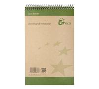 5 Star Spiral Shorthand Notebook Ruled 70gsm 160 Page 127x200mm Green/Buff (Pack of 10) 938287
