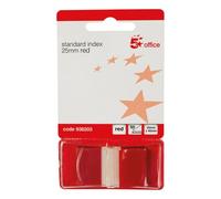 5 Star Office Standard Index Flags 50 Sheet Pad 25x45mm Red Pack 5