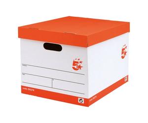 5 Star Storage Box with Lid Self-Assembly 321x392x291mm Red/White (Pack of 10) 295276