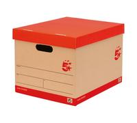 5 Star Storage Box with Lid Self-Assembly Kraft 321x392x291mm Red/Brown (Pack of 10) 924820