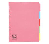 5 Star Subject Dividers Multipunched Manilla Board 5-Part Extra Wide A4 Assorted [Pack 10]