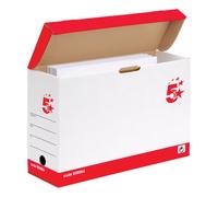 5 Star Transfer Case Hinged Lid Foolscap Self-Assembly 133x401x257mm Red/White (Pack of 20) 908994