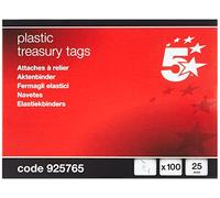 5 Star Treasury Tags Plastic-ended 25mm Red [Pack of 100]