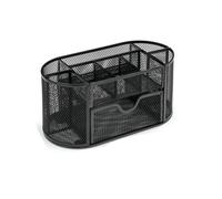 5 Star Wire Mesh Desk Tidy Scratch Resistant with Non-Marking Rubber Pads Black 319598
