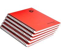 5 Star Wirebound Notebook A5, Ruled, 160 Pages, 70gsm White Paper, Hardback Cover, Red, Pack of 5