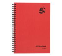5 Star Wirebound Notebook Ruled 70gsm 160 Page A5 Red (Pack of 5) 912939