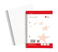 5 Star office 942598 A5 Side Bound Ruled with Margin Wirebound Notebook - White (Pack of 10)