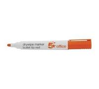5 Star Office Drywipe Marker Xylene/Toluene-free Bullet Tip 3mm Line Red (Pack of 12)