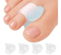 5 STARS UNITED Big Toe Spacers for Men & Women - 4 Gel Separators for Overlapping & Curled Toes, Bunions, Alignment - Diabetic Foot Care, Silicone Spreader, Corrector & Straightener, Clear
