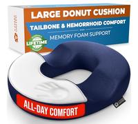 5 STARS UNITED Donut Cushion - Memory Foam Pillow for Sitting - Tailbone & Coccyx Support - Hemorrhoid-Friendly Ring Shape - Office Chair, Car, Desk & Wheelchair (Blue, Large)