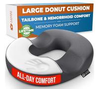 5 STARS UNITED Donut Cushion - Memory Foam Pillow for Sitting - Tailbone & Coccyx Support - Hemorrhoid-Friendly Ring Shape - Office Chair, Car, Desk & Wheelchair (Dark Gray, Large)