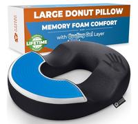 5 STARS UNITED Donut Pillow Hemorrhoid Tailbone Cushion - Large Cushion for Pain Relief - Coccyx, Prostate, Sciatica, Pelvic Floor, Pressure Sores, Pregnancy, Postpartum Recovery, Black