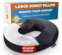 5 STARS UNITED Donut Pillow Hemorrhoid Tailbone Cushion - Large Cushion for Pain Relief - Coccyx, Prostate, Sciatica, Pelvic Floor, Pressure Sores, Pregnancy, Postpartum Recovery, Black