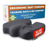 5 STARS UNITED Ergonomic Seat Cushion - Memory Foam Comfort for Tailbone, Hip & Coccyx Sitting Support - Office Chair, Car, Desk, Wheelchair & Gaming - Dark Gray