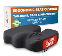 5 STARS UNITED Ergonomic Seat Cushion - Memory Foam Comfort for Tailbone, Hip & Coccyx Sitting Support - Office Chair, Car, Desk, Wheelchair & Gaming - Black