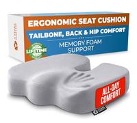 5 STARS UNITED Ergonomic Seat Cushion - Memory Foam Comfort for Tailbone, Hip & Coccyx Sitting Support - Office Chair, Car, Desk, Wheelchair & Gaming - Light Gray