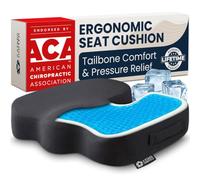 5 STARS UNITED Ergonomic Seat Cushion - Memory Foam & Cooling Gel Comfort for Tailbone, Hip & Coccyx Sitting Support - Office Chair, Car, Desk, Wheelchair & Gaming - Black