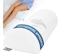 5 STARS UNITED Knee Pillow for Back Sleeping - Memory Foam Cushion for Sciatica Pain Relief - Under Leg Support for Sleeping on Back - Half Moon Bolster for Bed, White