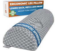5 STARS UNITED Knee Pillow for Back Sleeping - Memory Foam Cushion for Sciatica Pain Relief - Under Leg Support for Sleeping on Back - Half Moon Bolster for Bed, Grey