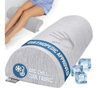 5 STARS UNITED Knee Pillow for Back Sleeping - Memory Foam Cushion for Sciatica Pain Relief - Under Leg Support for Sleeping on Back - Half Moon Bolster for Bed, Arctic Grey