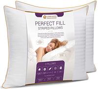 5 STARS UNITED Pillows 2-Pack - Hotel Quality Pillow for Sleeping - Ultra Soft Support Bed Pillows - Cotton Covers (White Striped, Queen 50x75 cm)