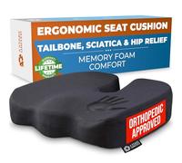 5 STARS UNITED Seat Cushion for Tailbone Pain Relief - Memory Foam Lifting Pillow for Coccyx, Hip, Hemorrhoid, Sciatica & Post-Surgery Recovery - Wheelchair, Car, Desk, Gaming & Office Chairs, Black
