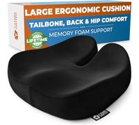 5 STARS UNITED Seat Cushion - Memory Foam Chair Cushion for Tailbone Pain Relief - Ergonomic Support for Coccyx, Sciatica & Butt - Office, Desk & Gaming Chair, Car Seat, Wheelchair, Black Suede