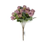 5 Stem Artificial Mini Rose Bud & Blossom Flower Bush x 30cm - Purple Ivory or Red (Light purple)