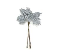 5 Stem Glitter Artificial Fern Bundle x 31cm Christmas Red Green or Silver (Silver)