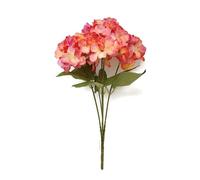 5 Stem Pink & Coral Mixed Colour Artificial Hydrangea Flower Bush x 40cm