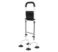 5-Step Adjustable Standing Rail for Elderly, Quad Base Mobility Support for Bedside Couch Toilet, Heavy Duty Recovery Bar for Hip Knee Surgery, No Drilling Needed Without Light