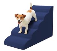 5 Step Dog Stairs for High Beds - Niubya Extra Tall Foam Pet Ramp for Large Dogs, Golden Retrievers, German Shepherds - Non-Slip Puppy Steps with Removable Cover, Navy Blue 86x42x62 cm