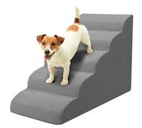5 Step Dog Stairs for High Beds - Niubya Extra Tall Foam Pet Ramp for Large Dogs, Golden Retrievers, German Shepherds - Non-Slip Puppy Steps with Removable Cover, Grey 86x42x62 cm