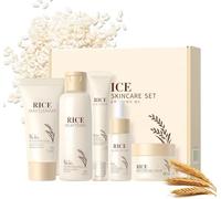 5-Step Korean Skincare Set,Glass Skin Care Gift Set,Rice Skin Care Sets & Kits-Rice Cleanser,Toner,Serum,Cream,Eye Cream,Facial Kit for Glowing Skin,Anti-Oxidant Skincare Kit for Radiant Complexion