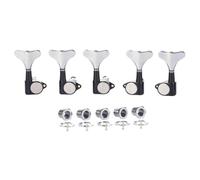 5 String 18:1 Sealed Bass Tuners Bass Guitar Tuning Keys Pegs Bass Tuning Machines Compatible with Ibanez/Yamaha Style Acoustic/Electric Bass Black with Chrome 3R/2L