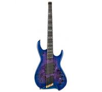 5 String Headless Electric Bass Guitar with 3 Active Pickups, Mahogany Body, Maple Neck, Rosewood Fingerboard and Mother of Pearl Inlays, Blue Purple Right-Handed Bass