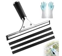 5 Stück Professional Window Cleaner Squeegee, 25cm Shower Squeegees with 3 Rubber Blades & Handschuhe Stainless Steel Wiper for Mirrors Shower Doors