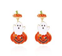5 Style Halloween Earrings Set - Dangling Pumpkin Ghost Spider Costume Party Accessory & Daily Festive Wear Gift for Women - Pumpkin+A Ghost