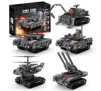 5 Style Military Tank Building Blocks Set - 389PCS Helicopter, Anti-Aircraft Gun Building Blocks Kit, Russian Armored Vehicle Model, Home Decor, STEM Education Toy, Creative Gift for Adult, Teen